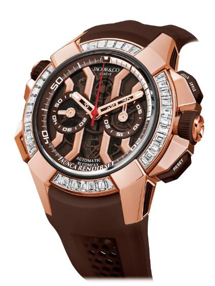 Jacob & Co. Epic X Chrono Rose Gold Baguette Watch Replica EC423.42.BD.UA.ABRUA Jacob and Co Watch Price